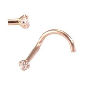   Rose Gold Nose Screw Ring 1.5mm CZ 20G FREE Nose Ring Backing Jewelry
