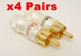pairs x RCA Plug Audio Cable Male Connector 24K Gold Plated Adapter