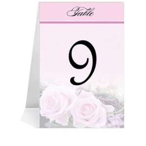  Wedding Table Number Cards   Baby Pink Roses on Pink II #1 