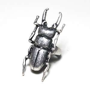   Beatles Bug insect Statement Cocktail Ring Antique Silver look  