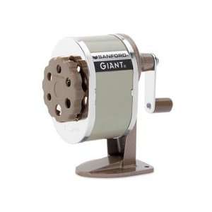    Giant Pencil Sharpener, Screw Down, Gray Receptacle/Tan Stand 