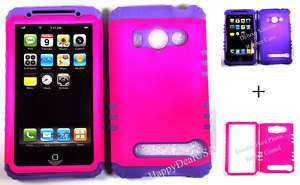 Purple+Pink Rocker Case Silicon Cover for HTC EVO 4G  