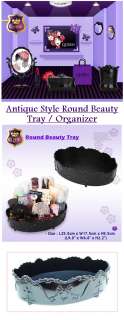 Cosmetic Perfume Make up Black Round Tray Organizer NIB  
