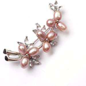  purple pearl white gold plated pedestal flower brooch pins 