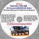 Realistic TRC465 CB 40 CH AM SSB Radio Manual & Diagram