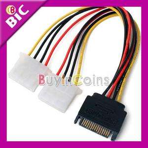15 Pin SATA Male to 2 IDE Splitter Female Power Cable  