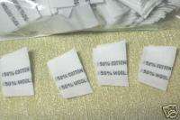 500) Woven Garment Labels ~ 50% Cotton50% Wool  