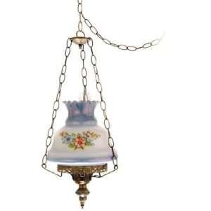   and Blue Floral 13 Wide Plug in Swag Chandelier