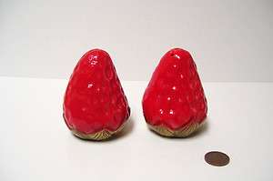 Vintage Pair Howard Holt Strawberry Salt and Pepper Shakers  