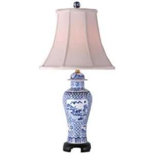  Canton Blue and White Porcelain Vase Table Lamp