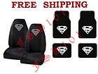 New 6pc Set Cartoon Superman SuperHero Seat Covers & Carpet Floor Mats