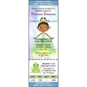  Princess Tiana Inspired Birthday Party Ticket Invitation 