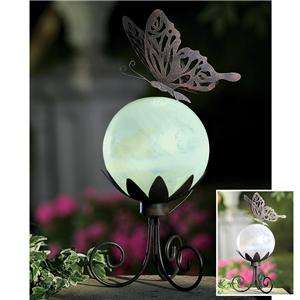 Glowing Sunset Butterfly Ball Sculpture Garden Decor New  