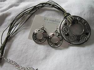Lia Sophia Tempo16 19 Necklace and Pierced Earrings   Retired   NWOT 