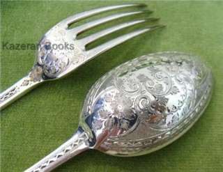   Victorian Bright Cut Spoon & Fork Christening Set Boxed J Williams