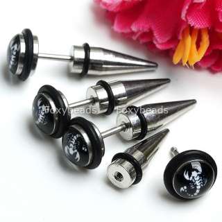 10pc Scorpion Steel Spike Screw Mens Taper Earring Stud  