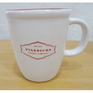   Starbucks 2006 White Coffee Mug Cup Red Inside13 oz 