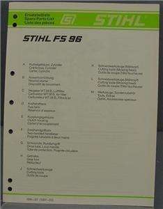 Stihl FS 96 Brush Cutter Spare Parts Manual  