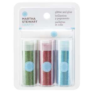 Use this fine, brights glitter and glue from Martha Stewart Crafts 
