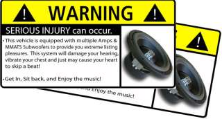 MMATS Subwoofer BASS Stereo Warning Sticker Decal Sub  