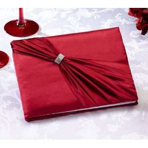    GB610R   Satin Rhinestone Guest Book   Red