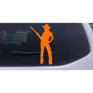 8in X 4.6in Orange    Cowgirl With Gun Western Car Window Wall Laptop 
