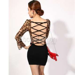 Women So Sexy Backless Long Sleeve Close Fitting Dress  