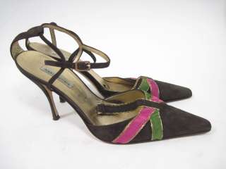   brown suede t strap pumps size 38 these sude shoes are detailed with
