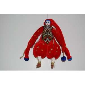  Porcelain Harlequin Ornamental Doll Red 