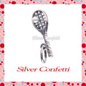 Sterling TENNIS RACQUET with Faux PEARL BALL Charm  