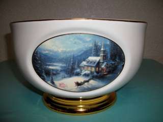 Thomas Kinkade Bowl / flower pot At Light Sleigh Ride  