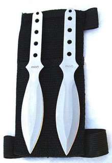 Set of 2 Chrome Balanced Throwing Knife with Pouch  