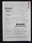 Kenmore Microwave Oven Owners Manual #721.67490