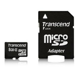 Transcend 8 GB microSDHC Class 2 Flash Memory Card TS8GUSDHC2 (Black 