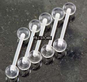 Pc Clear Ball Flexible Shaft Tongue Ring ,Retainers  
