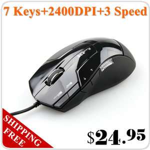 High Speed 2400DPI 7 Keys LED USB 3 Speeds Wired Optical PC Laptop 