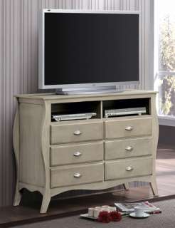 Transitional Style Wood Whitewash TV Stand Media Center Living Room 