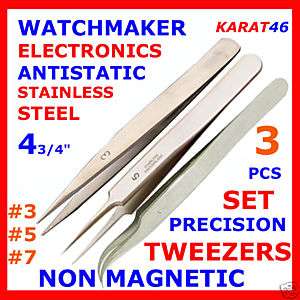 WATCH SLIDES TWEEZERS #3 #5 #7 ANTI STATIC A/MAGNETIC  
