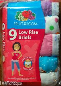 pr Girls Fruit of the Loom Low Rise Briefs Underwear  