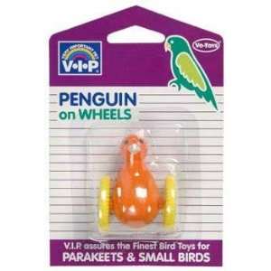  3 Pack Bird Toys Plastic Acrylic Penguin On Wheels Pet 