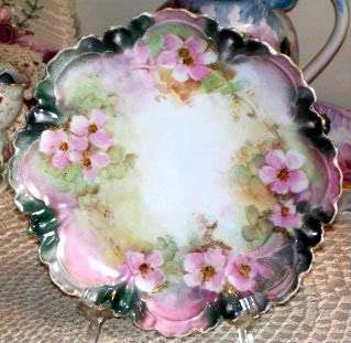   Unmarked 73/4 RS Prussia Hand Painted Pink Floral Plate  