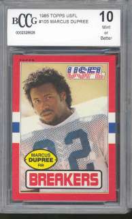 1985 topps usfl #105 MARCUS DUPREE oklahoma BGS BCCG 10  