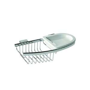   CH Chrome Basket Wing Sponge and Soap Holder with Porcelain Tray 2505