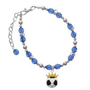     Crown Blue Czech Glass Beaded Charm Bracelet [Jewelry] Jewelry