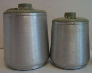   vintage kromex aluminum canisters with green lids lot includes tea