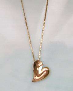 Vintage Crown Trifari Heart Pendant Chain Necklace  