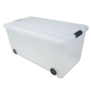    74QT Plastic Clear Storage Box with Wheels *4 Boxes