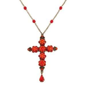 Beautiful Cross Medallion Necklace by Michal Negrin Adorned with Hand 