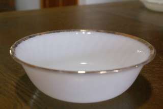   Anchor Hocking White Swirl Gold Rim Serving Bowl Dishes Plate  