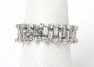 14k WHITE GOLD 3.5 ct BRILLIANT DIAMONDS WIDE BAND RING  